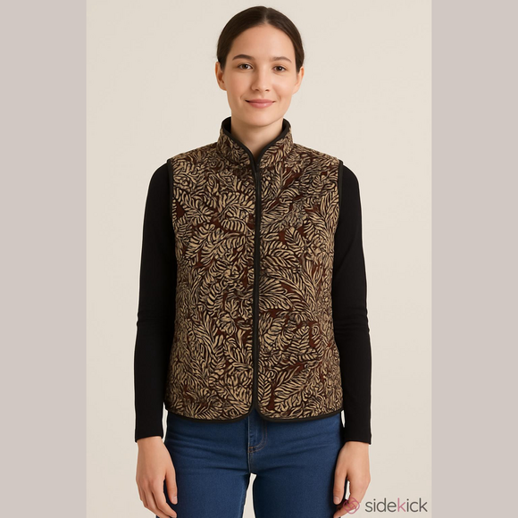 Croft & Barrow Brown & Red Quilted Vest - Picture 4 of 9
